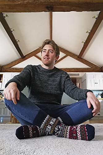 THMO - Mens Winter Vintage Patterns Thick Knitted Wool Socks for Boots4