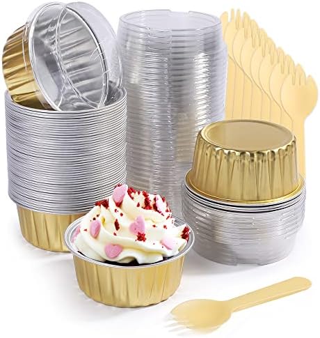 Umigy 100 Pcs Christmas Aluminum Foil Baking Cups With Lids – 4.3oz Disposable Ramekins For Cupcakes, Desserts & Party Food - View #9