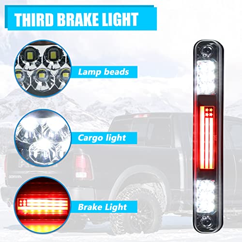 Dibanyou Third 3Rd Brake Light Waterproof High Mount Stop Light Assemblies Fits For 1994-1998 Chevy Silverado,1988-1998 Chevy C10 C/K 1500 2500 3500 Cargo Lights Lamps #TOP2