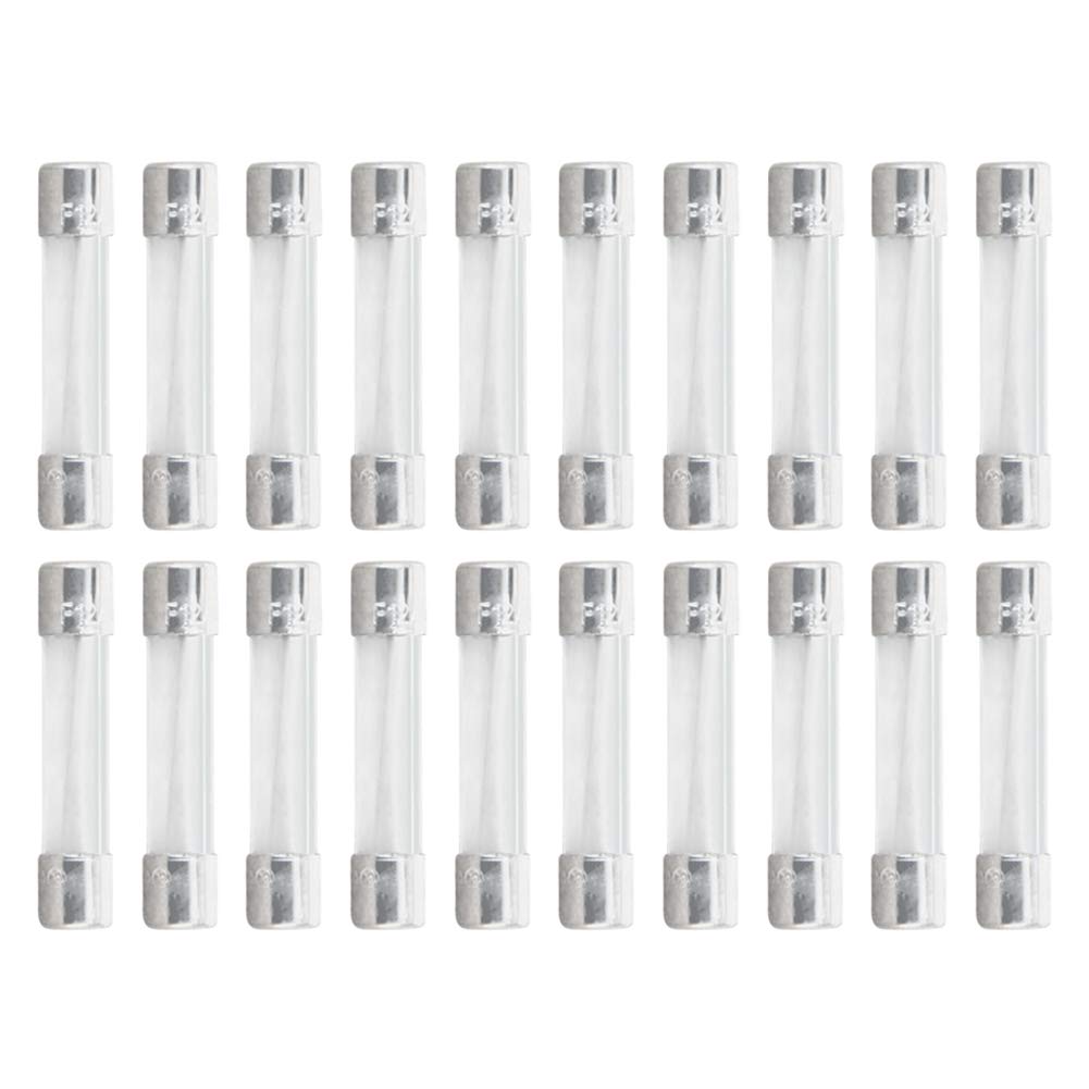Fielect 100pcs 250V 20A Fast Blow Fuse Fast Acting Glass Tube Fuses 6x30mm