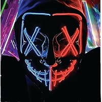 TK Gruppe Timo Klingler Masque d'horreur à LED Rouge et bleu - comme de Purge avec effets de lumière, contrôlables, pour Halloween, Mardi Gras et Carnaval en tant que costume pour hommes et femmes