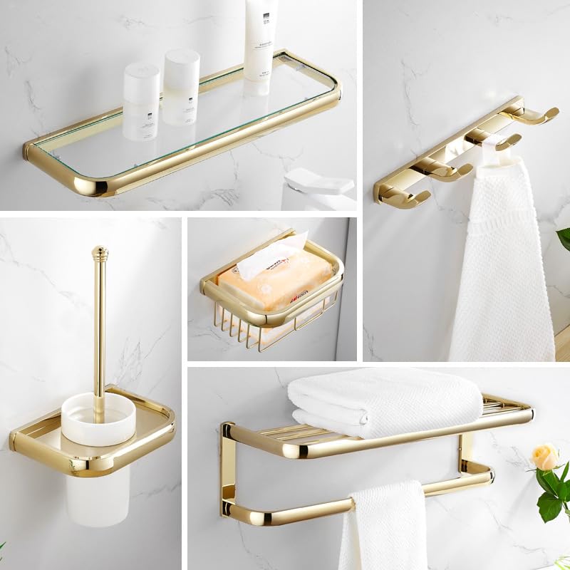 Toallero Toallero de baño Estante de toallero Herrajes de baño, Anillo de Toalla - Oro
