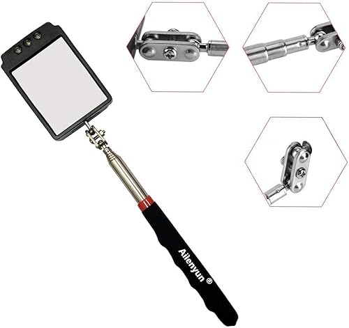 Miniatura 4 de Espejo de inspección telescópico con luz LED grande, telescópico, 360, lámpara giratoria para mecánica automotriz, reparación, marcha atrás, con