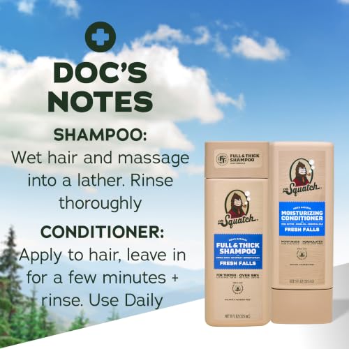 Dr. Squatch Full + Thick Men's Shampoo and Conditioner Set - For Fuller, Thicker-Looking Hair - Natural Shampoo and Conditioner for Men - Fresh Falls (11 fl oz, 2-Pack) - image 8