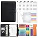 Produktbild A6 Notizbuch Budget Binder, PU-Leder nachfüllbar 6 Ringe Geld Spar Binder Geld Budget Organizer Lose Blatt Taschen Bargeld Budget Umschläge System für Budgetplaner Personal Organizer (Schwarz)