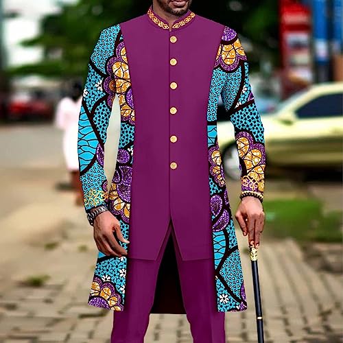 Men`s Bussiness Suit Slim Fit Embroidery Blazer and Trousers 2 Piece Set Print Outfits African Clothes2