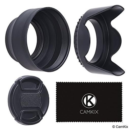 52mm Set of 2 Camera Lens Hoods and 1 Lens Cap - Rubber (Collapsible) + Tulip Flower - Sun Shade/Shield - Reduces Lens Flare and Glare - Blocks Excess Sunlight (52 mm, Rubber Hood + Tullip Hood + Cap)