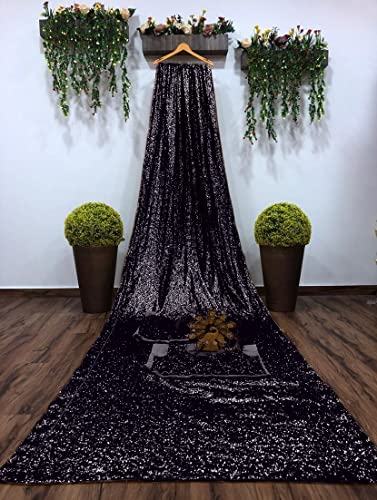 Image of Women's Bollywood Heavy Sequins Embroidery Work Georgette Saree with Unstitched Blouse