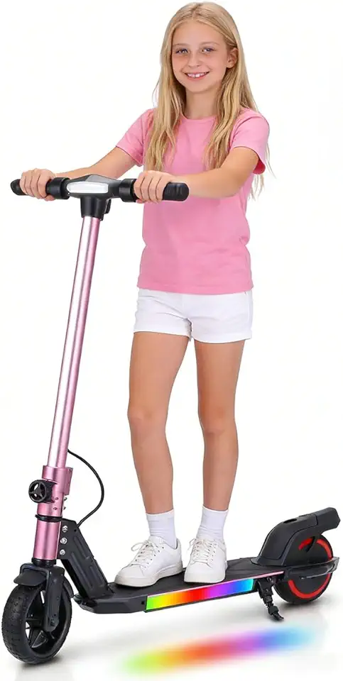 Patinete Elétrico Infantil de 2 Rodas, Velocidade Máxima 16km/h, Scooter Elétrica Dobrável e Leve para Crianças de 6 a 12 Anos, Design Seguro e Estável com Guidão Ajustável