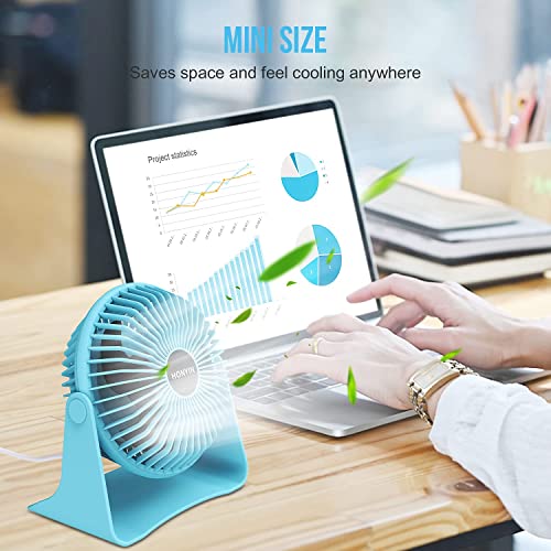 Honyin 5'' Small Usb Desk Fan, 3 Speeds Desktop Table Cooling Fan, 360° Rotatable, Strong Wind, Quiet Personal Little Fan Powered By Usb For Bedroom Home Office #TOP4