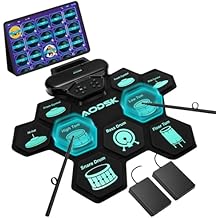 AODSK Electronic Drum Set,9 Practice Pad with Headphone Jack,Roll-up Machine Built-in Speaker Drum Pedals Drum Sticks,Great Holiday Christmas Birthday Gift