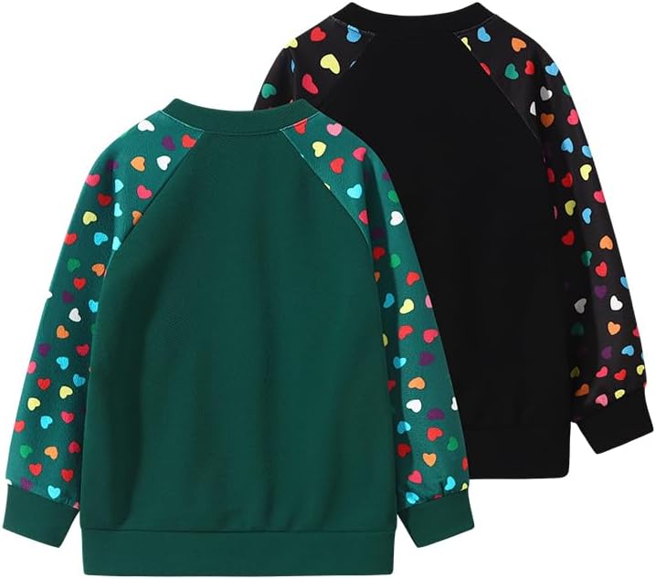 2 Pack Girls Drop Shoulder Sweatshirt Color Block Cheetah Print Sweatshirts Long Sleeve Pullovers Tops Tee 3-12Y - Image 2