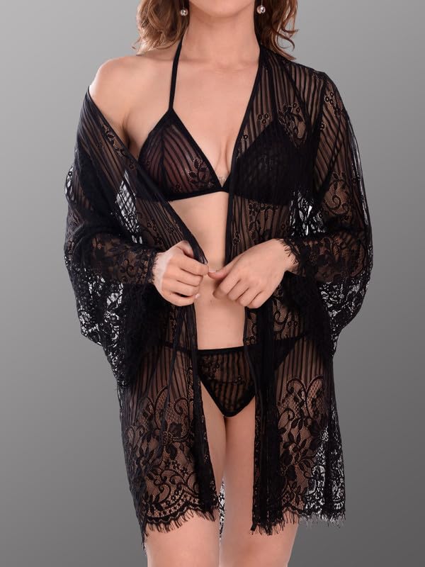 Image of Women Satin Lace Solid Print Babydoll Lingerie Honeymoon Nighty.