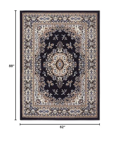 Home Dynamix Premium Sakarya Traditional Medallion Area Rug, Navy Blue/Brown, 5'2"x7'4"