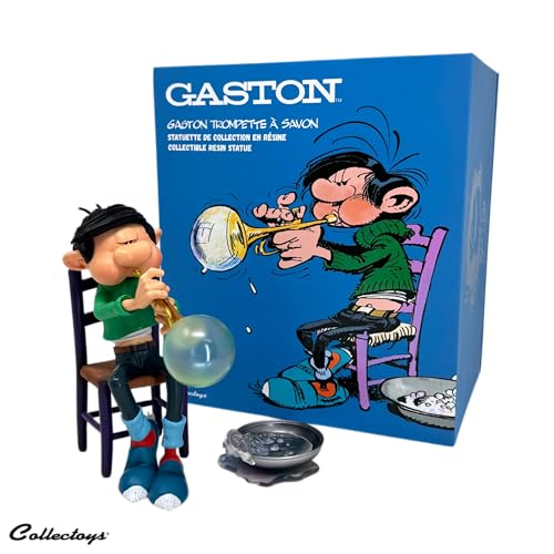 Plastoy Gaston Lagaffe Figurine Gaston Invention Trompette Bulle de Savon - Résine - 16 cm
