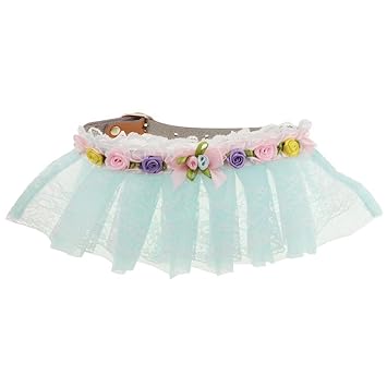 Meri Shopp Adjustable Lace Pet Dog Puppy Cat Neck Scarf Bandana Leather Collar Blue