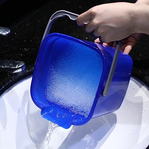 Image of Yaomiao 4 Pcs Cleaning Bucket 3 Qt Sanitizing Bucket,Blue | Restaurant Small Square Detergent Pail with Measurements Spout and Handle, for Home, Kitchen, Office, Commercial Use