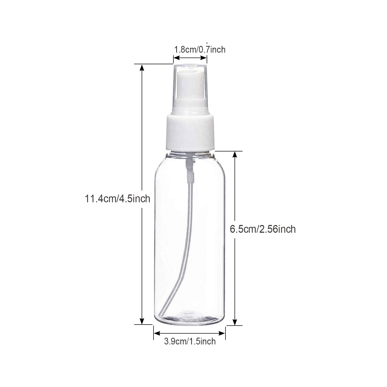 6 unidades de 50 ml botellas de spray de PET portátiles, transparentes, de plástico, vacío, para vacaciones, aceites esenciales, limpieza, maquillaje cosmético, 50 ml