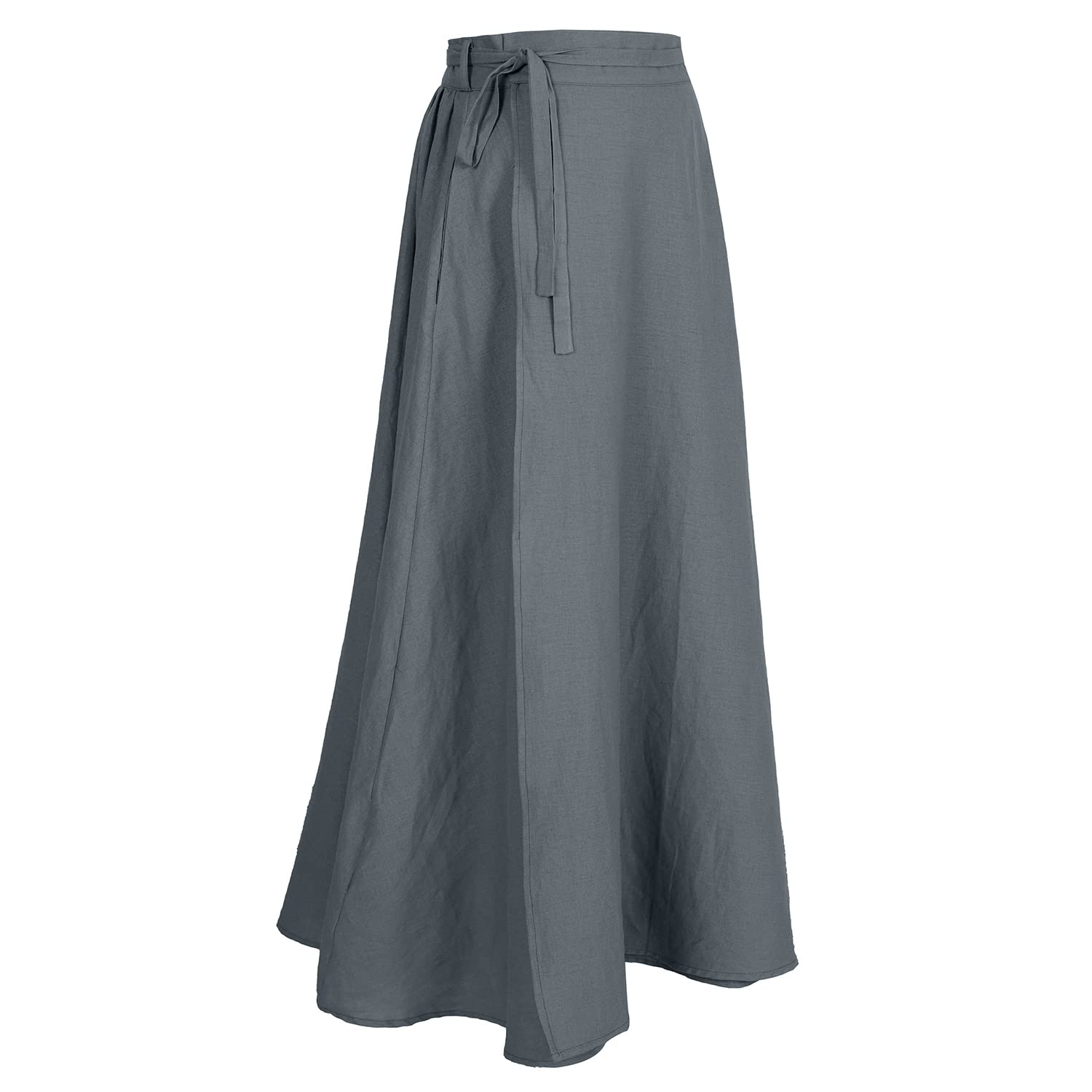 Falda cruzada de lino para mujer, estilo casual, falda vintage de lino acampanada