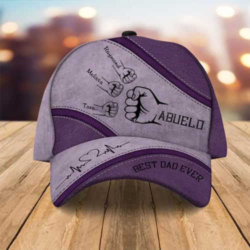 Custom Best Dad Fist Bump Cap, Dad Cap, Best Dad Ever Cap, Best Dad Ever Hat, Personalized Father's Day Hat Gifts for Dad, Cap with Dad's Name and Kid's Names, Dad's Team2