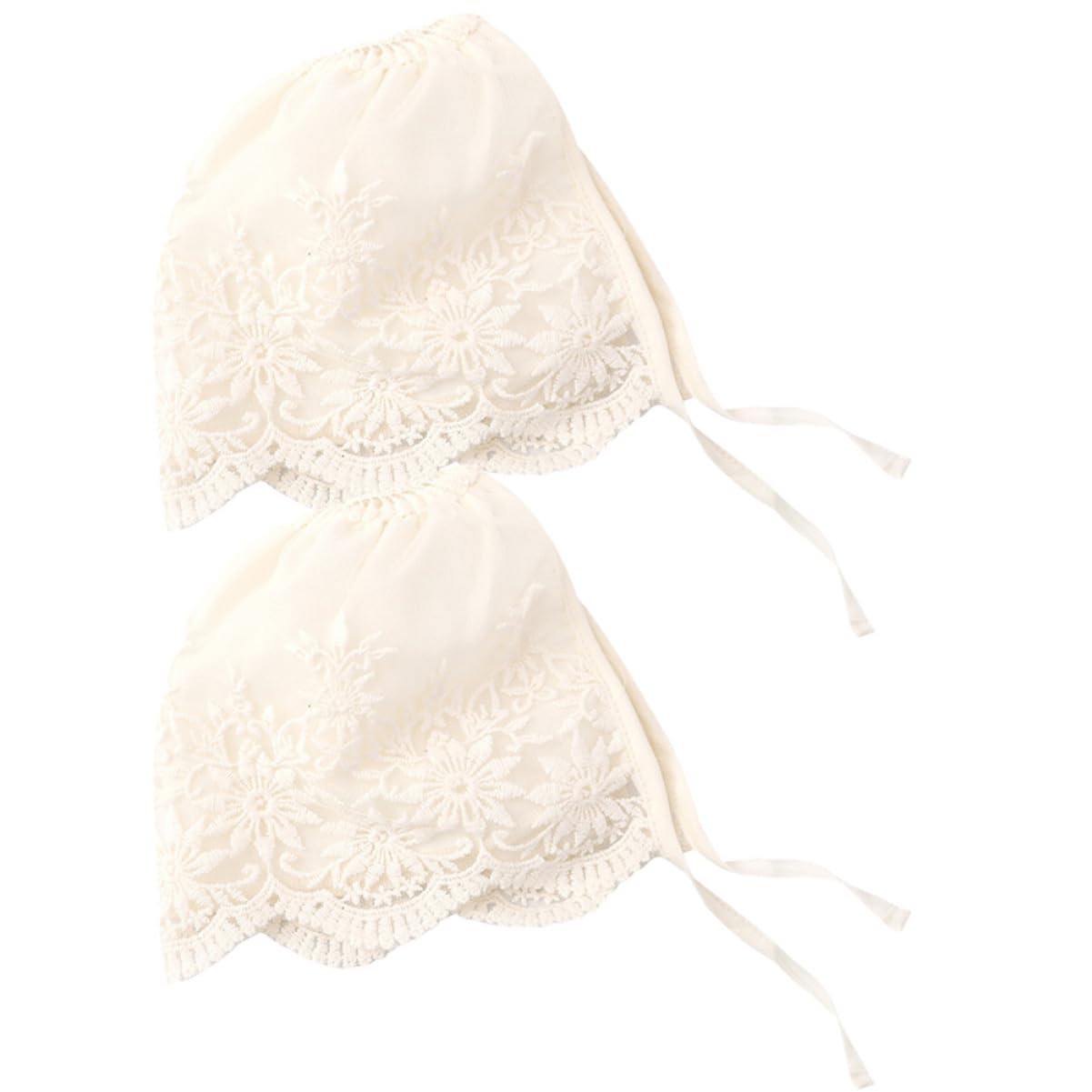 Gorro de Niña Recién Nacida 2 Piezas Beige de Encaje