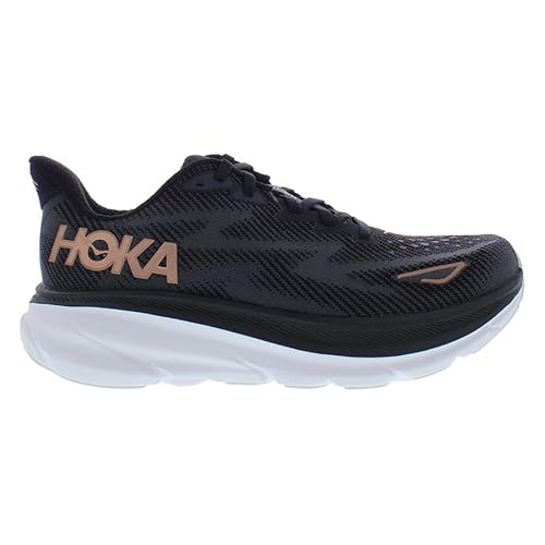 HOKA ONE ONE Clifton 9 Womens Shoes Size 8, Color: Black/Rose Gold