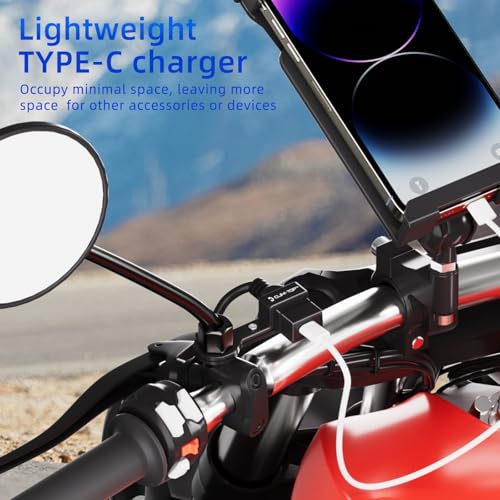 Cargador USB para moto tipo C PD de 18W impermeable con conector SAE para espejo retrovisor 2