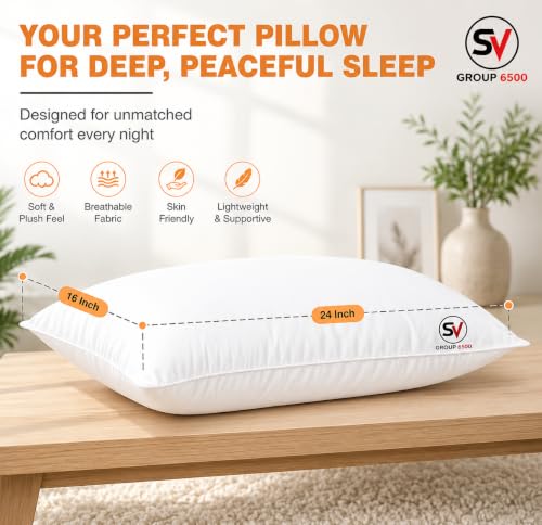Image of Microfiber Pillows Set of 2 for Sleeping, 41x61 cm, White