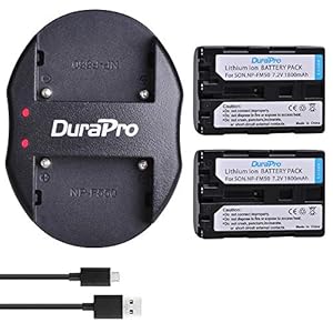DuraPro 2Stk NP-FM50 NP FM50 Akku + Dual USB Ladegerät für Sony NP-FM30, NP-FM51, NP-QM50, NP-QM51, CCD-TRV128, CCD-TR108, CCD-TR208, CCD-TR408, CCD-TR748, Kameras CCD-TRV106, CCD-TRV107, CCD-TRV108