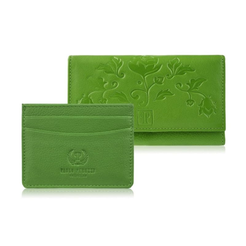 Geschenk-Set für Sie Damen Blumen Geldbörse T-45 und Leder Kartenetui T-151 ZUP-144-GR