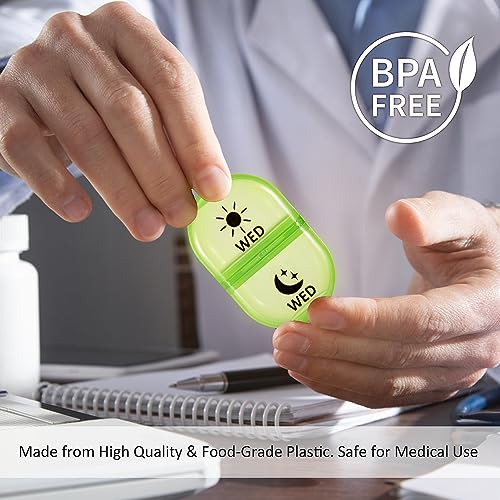 Image of Fullicon Pill Organizer 2 Times a Day, Weekly Pill Box AM PM, Removable Medicine Organizer, Pill Cases Twice a Day
