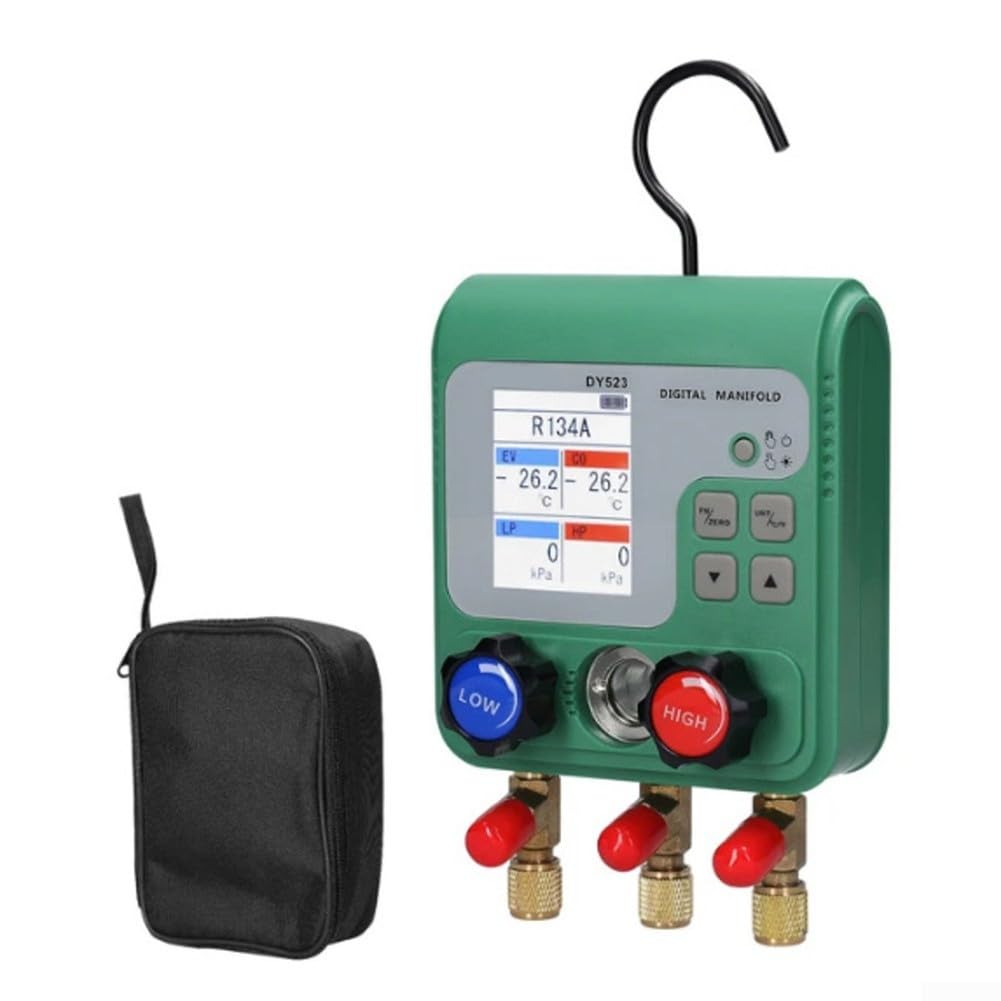 Manómetro digital de presión de vacío para HVAC R12 R22 R134A interfaz de metal con gancho plegable, herramienta de diagnóstico de CA precisa para reparación de automóviles y hogares