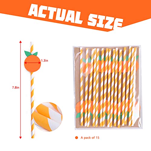 Pitillos de papel naranja biodegradables pack 15 piezas miniatura 2