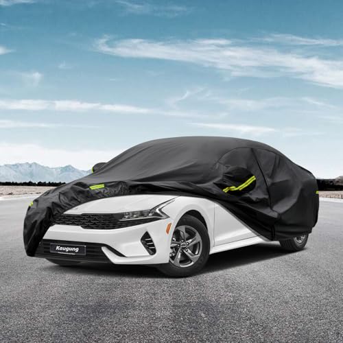 Image of Kaugung 7 Layers Car Cover Custom Fit Kia K5 from 2021 to 2025, Outdoor Waterproof All Weather Sun Rain Dust Snow Protection with Zipper Door.(USA Warehouse,Within 3-7 Days)