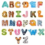 Magnetbuchstaben 26 Jumbo ABC Alphabet Bunte Tierform Große Größe Buchstaben Magnete Kinder Große Großbuchstaben Kühlschrankmagnete Lernspielzeug Set Rechtschreibspiele für Kinder Lernen