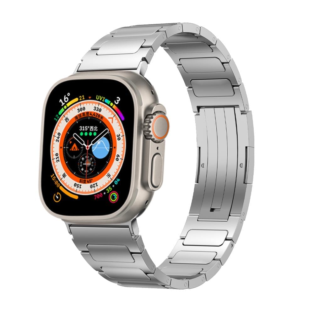 Ultra 2 Titanium Band compatible with Apple Watch Ultra 2 (49 mm 46mm), Suitable For Outdoor Sports A Secure Double Button Clasp, Fits for Apple Watch Hermès Ultra 1 & Ultra 2 (49 mm 46mm)