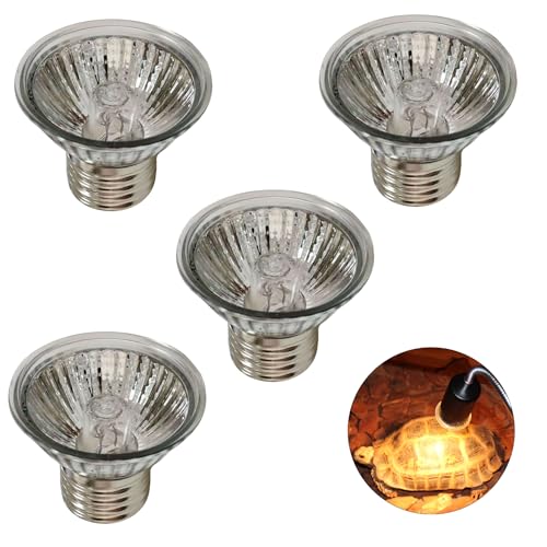 4 PCS Lámpara de Calor de Tortuga, Lampara Tortuga, Bombilla de Calefacción E27 50W UVA UVB para Reptiles y Anfibios   Lámpara de Calor para Terrarios, para Tortugas y Otros Animales de Compañía