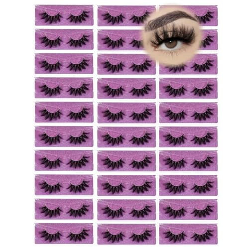 Wholesale Lashes, 3D Faux Mink Eyelash Bulk, 18mm Handmade Reusable Eye Lash, Dramatic Fluffy False Lash with Glitter Portable Packing (Flufy 30 pairs - SA07)
