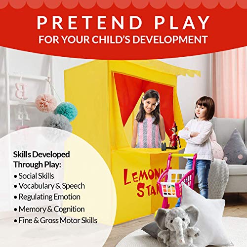 Puppet Theater Teepee Tent for Kids, Changeable Play Tent Foldable Puppet Show Playhouse for Girls and Boys Easy to Store Play Tent ( 28 x 20 x 41"H )
