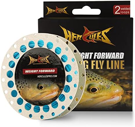HERCULES Fly Fishing Line Floating Weight Forward Fly Line with Double Welded Loop, Teal Blue, WF4F 90FT