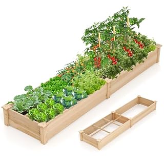GOPLUS carré potager bois 228 x 62 cm, fond ouvert