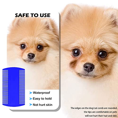 Skypia 3 Packs Combs Double Sided Pet Combs Grooming Flea Tick Lice Dandruff Removal Fine Tooth Hair Combs For Cats Dogs Puppy (Blue) #TOP4