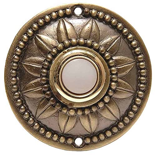 Doorbell Button 1651L - Safeguard Supply 1651L Wired Doorbell Button - Beautiful Flush Mount Brass Door Bell Button 2 1/4" Diameter - White Center Lighted Led Push Button Ringer - 8-24V Operation #TOP22