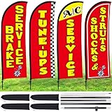 Buryeah Federflaggen-Set für Autowerkstatt, mit Fahnenmast-Erdspie...