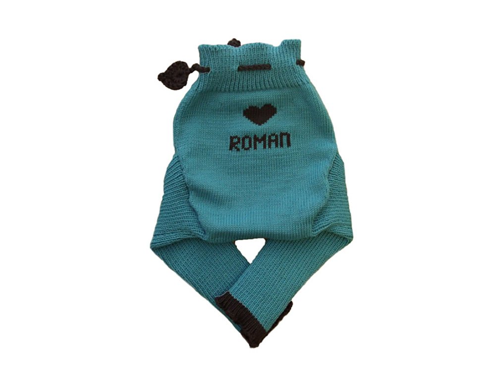 Personalisiert 100% Merino Wolle Baby Wollwindelhose Überhosen Longies Soaker gestrickt Maßgeschneidert S Aqua blue-Dark grey
