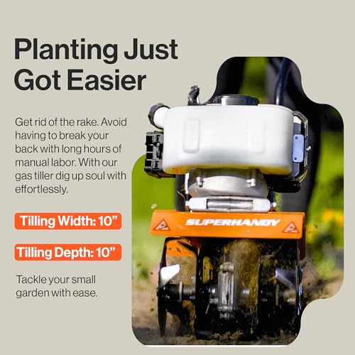image for Landworks SuperHandy 52cc 2 Stroke Gas Mini Tiller Cultivator - 1.8HP,