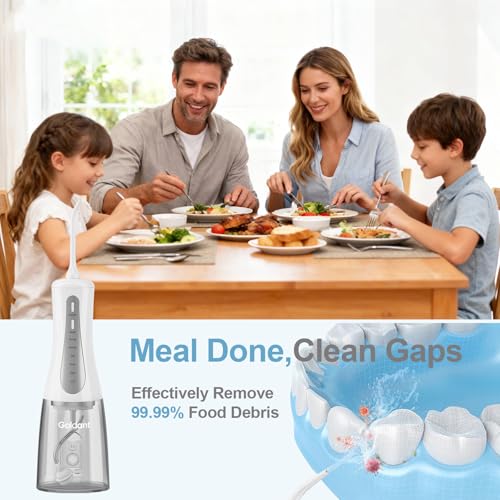 Image of 2026 New 350ML Water Flosser with Drainage & Storage Stand, Keeps Dry & Clean, 5 Modes, 360Nozzle, Cordless Rechargeable, IPX7 Waterproof, Portable for Home & Travel (White)