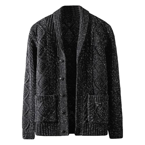 Cárdigan de punto trenzado de hombre con cuello chal para abrigarse con estilo en invierno