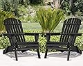 Folding Adirondack Chair Set of 2, Weather Resistant Adirondack Chairs Lawn Chair Outdoor Modern Adirondack Chairs Fire Pit Chairs Outdoor Chairs for Patio Lawn Garden Backyard Pool Deck, Black