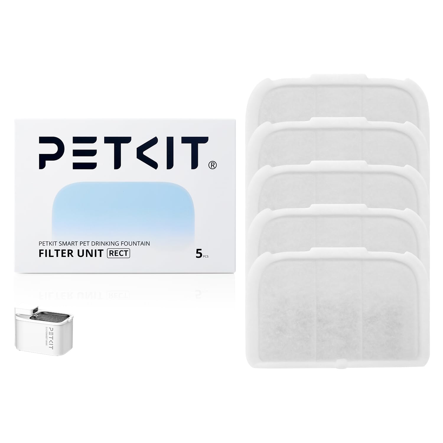 PETKIT EVERSWEET Max Filtri, Filtri Fontanella per Gatti, 5 Pezzi Filtro per Fontana per Gatti,Carbone Attivo,Filtrazione Altamente Efficiente
